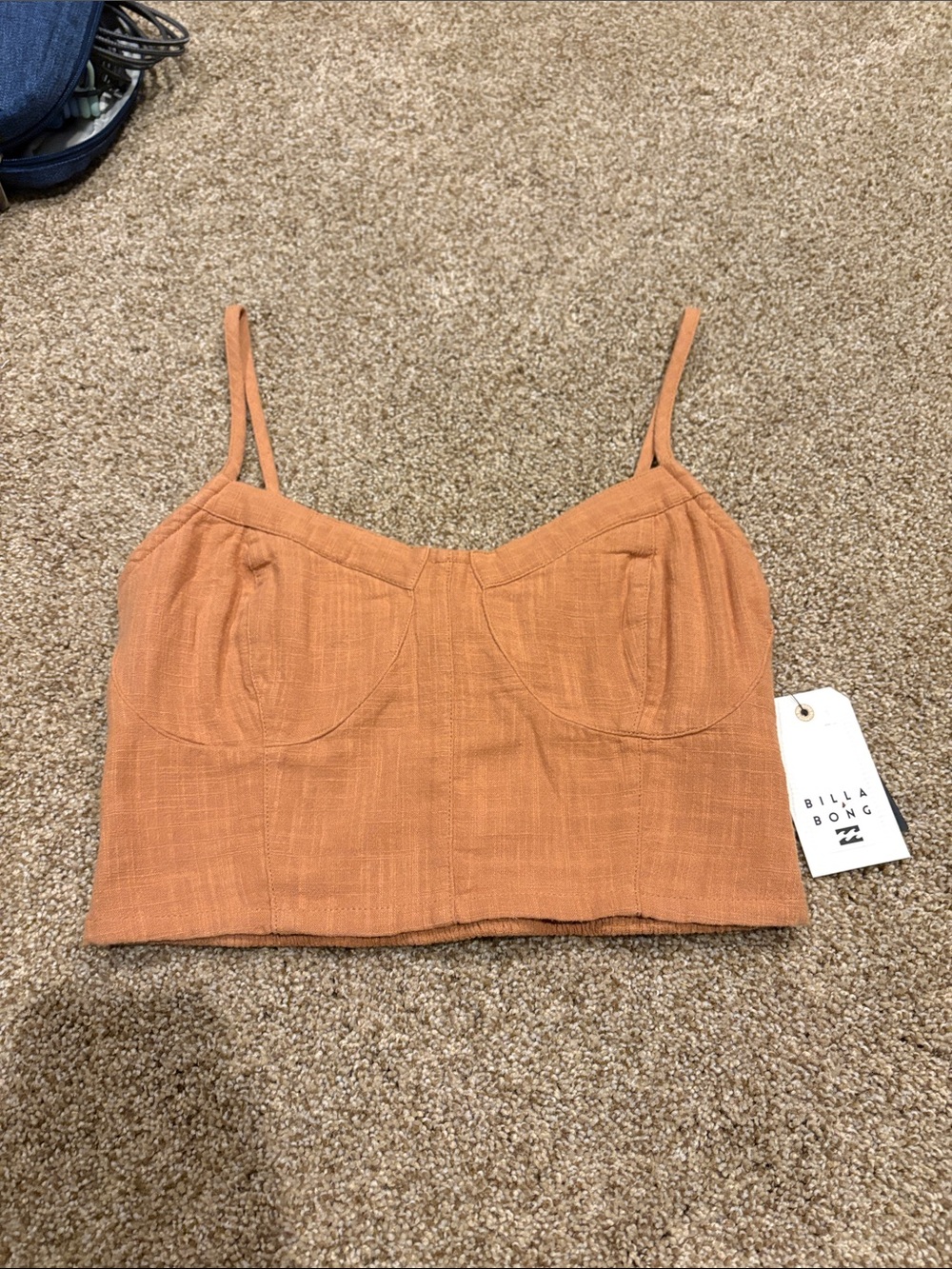 Billabong Orange Cropped Bustier Tank Top
